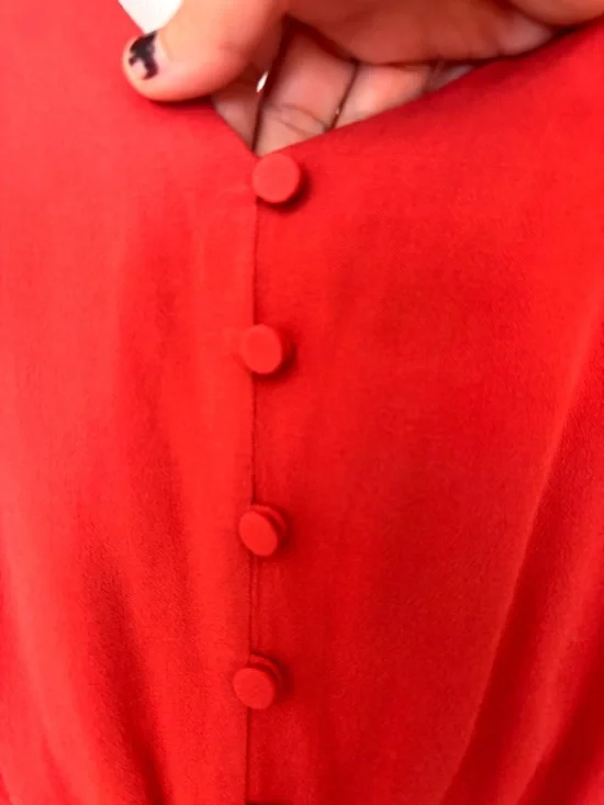 Eloquii Crimson Red Button Maxi Dress Size 20 Peasant Southwestern Rodeo NWT - Picture 6 of 10